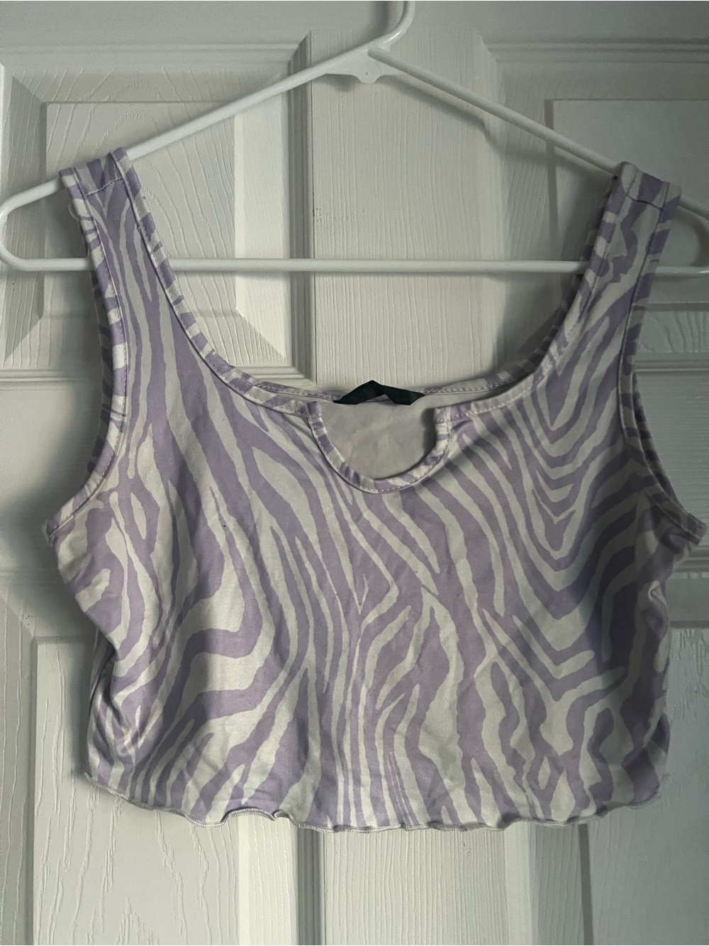 SHEIN Lavender & White Zebra-Print Crop Tank